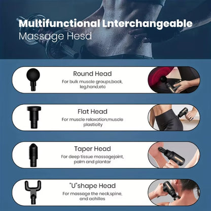 Portable Multifunctional Electric Fascia Gun Massager Instrument - Vibrating Muscle Relaxation Tool for Sports Recovery